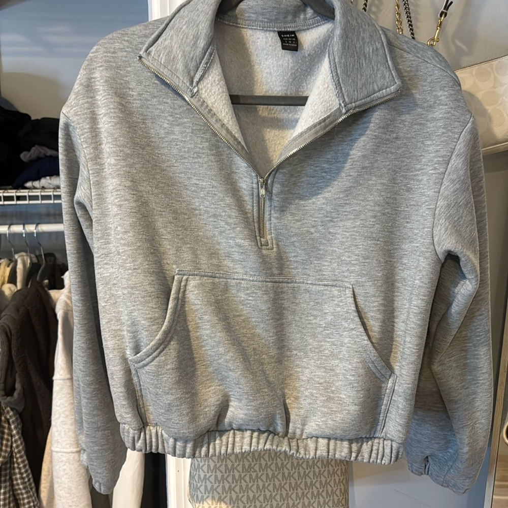zipped crewneck